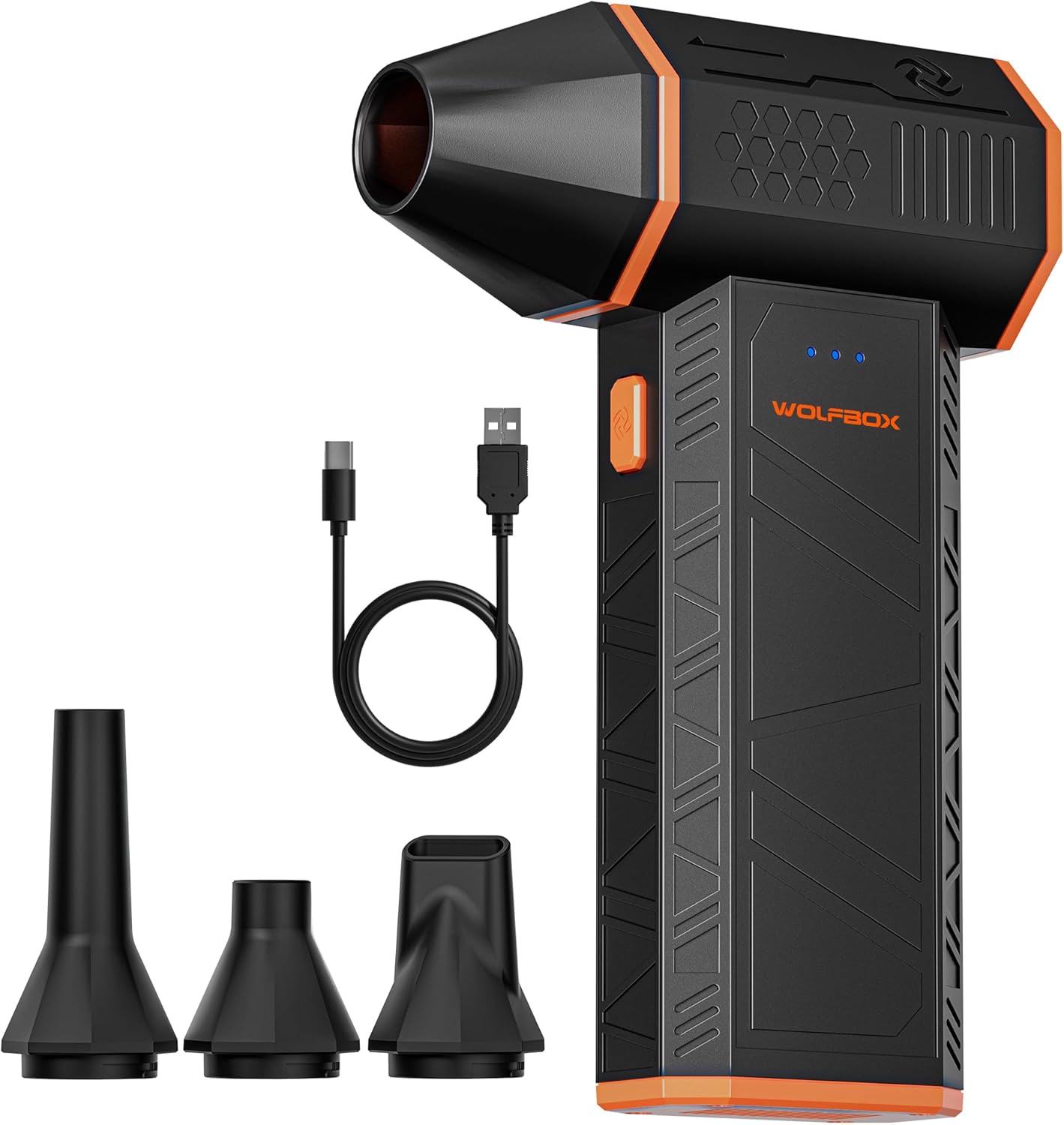 WOLFBOX MegaFlow 50 Compressed Air Duster - 110000RPM Super Power Electric Air Duster, 3-Gear Adjustable Mini Blower with Fast Charging
